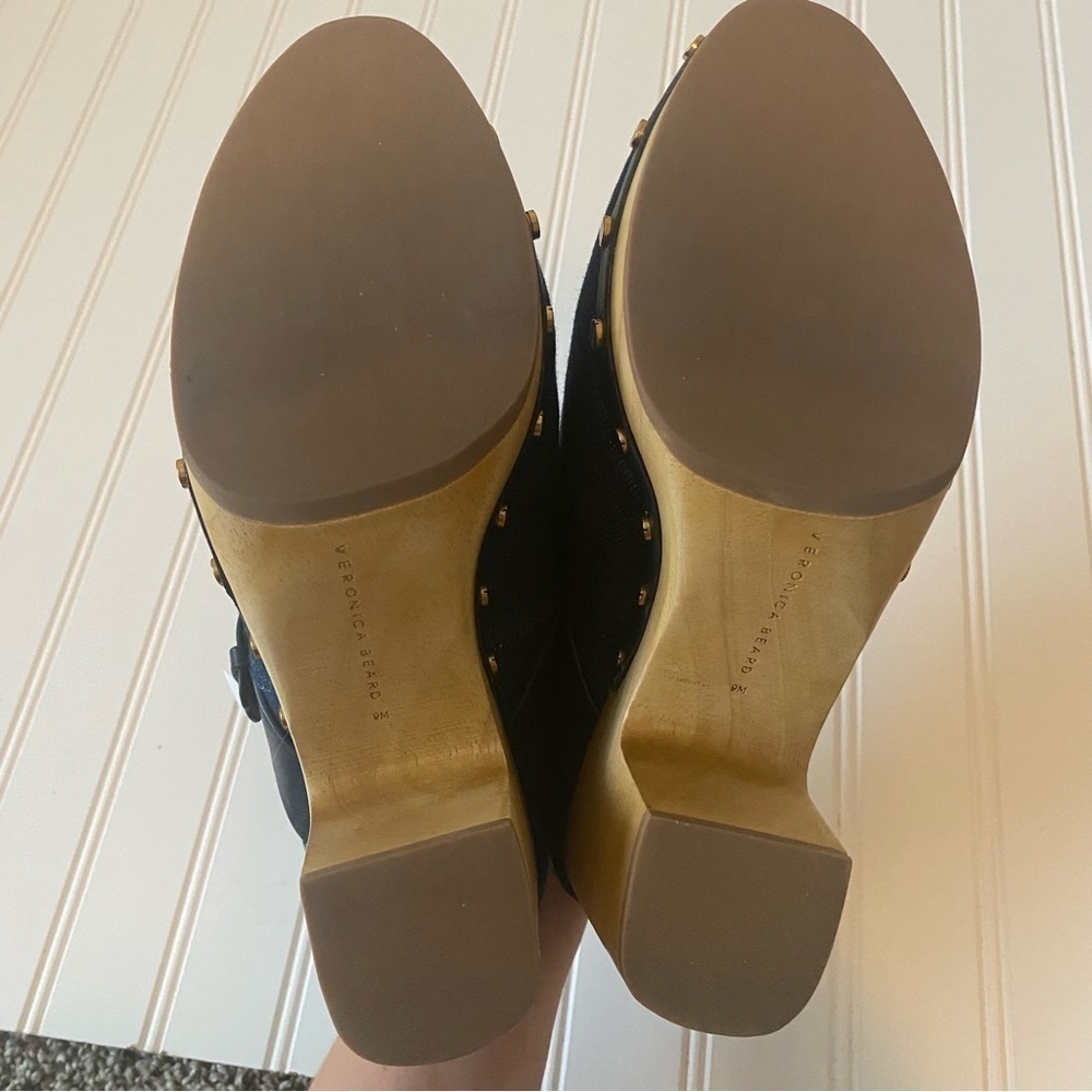 Veronica Beard | Women's Boho Retro Hippie 70s Dacey Denim Buckle Clogs Size 9 - Picture 7 of 8